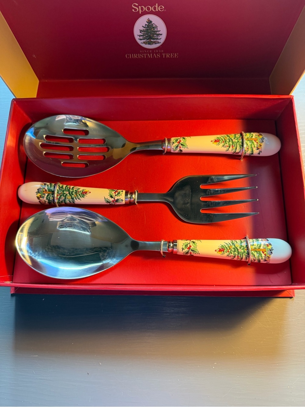 Spode Christmas Tree Cutlery Serving Set